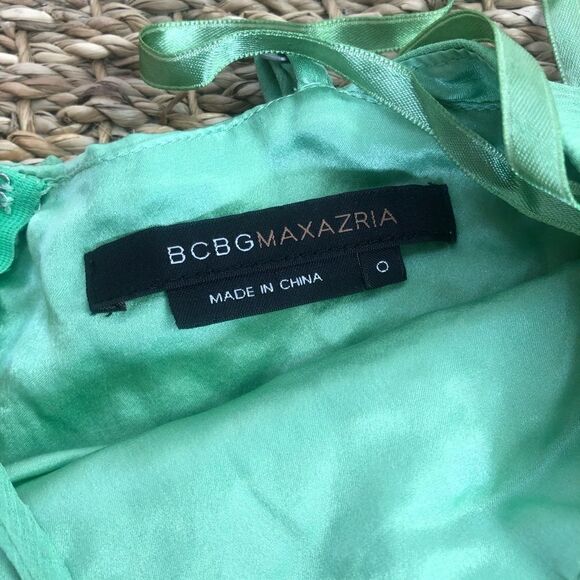 BCBG maxazria green silk beaded Y2K maxi dress - Picture 5 of 8